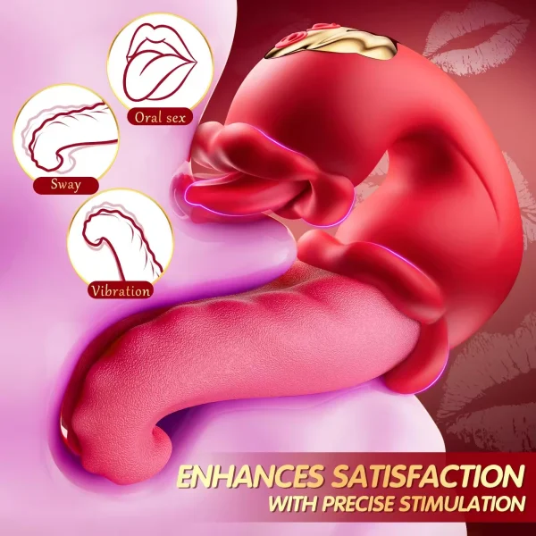 Silicone clitoral nipple stimulation g-spot licking tongue vibrator - Image 2