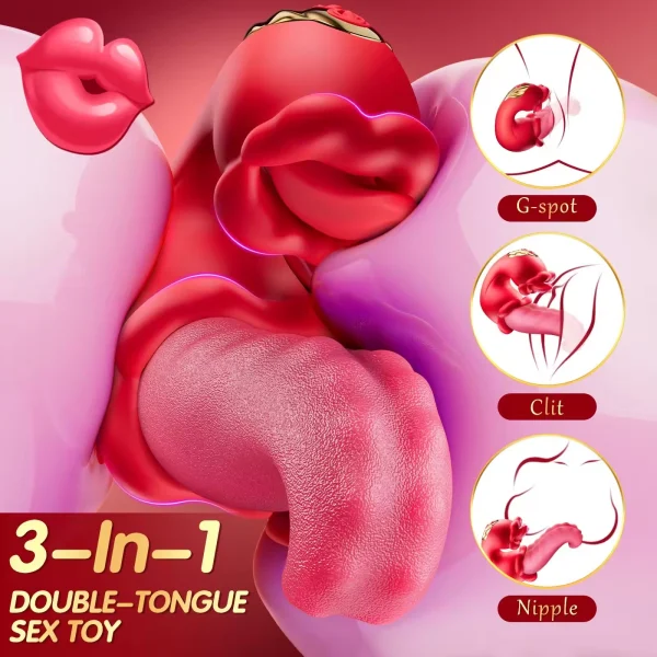 Silicone clitoral nipple stimulation g-spot licking tongue vibrator - Image 3