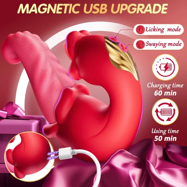 Silicone clitoral nipple stimulation g-spot licking tongue vibrator - Image 4
