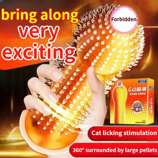 Cat Tongue Barb Wolf Teeth G-Spot Large Particle Hyaluronic Acid Condom Adult Sexual Delay Durable Condom
