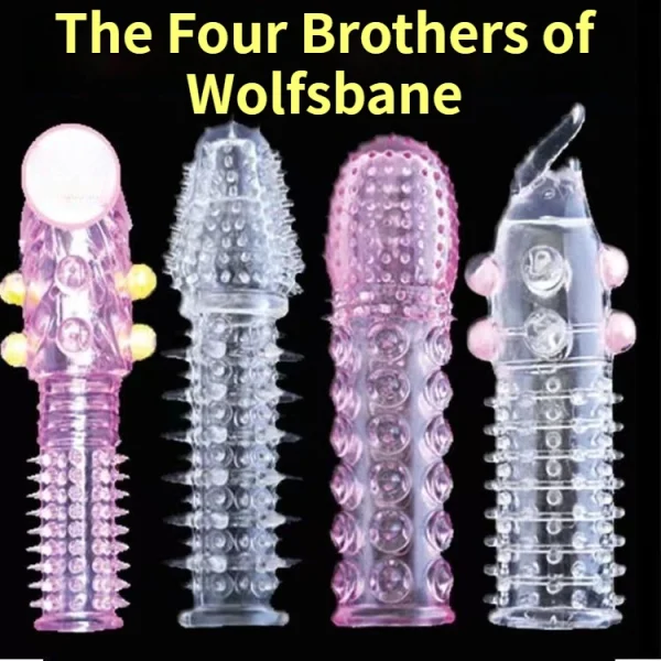 Wolf Tooth condoms, 1 set of 4 different shapes,dynamic large particles, longer and thicker, fast desensitization, conquer your girlfriend, double the pleasure, reusable! Fun adult sex products - Image 3