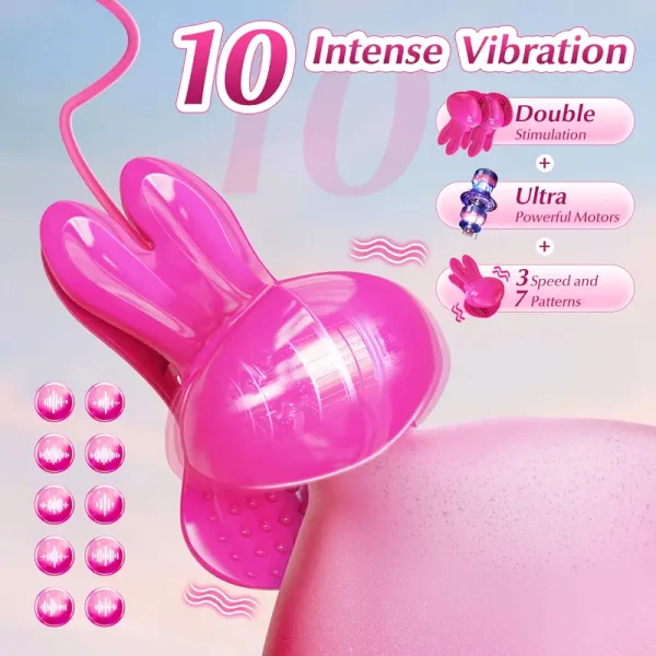 Nipple stimulation toys, 10 vibration modes, neck-hanging adult sex toys, vibrating nipple clamps for couples or women - Image 3