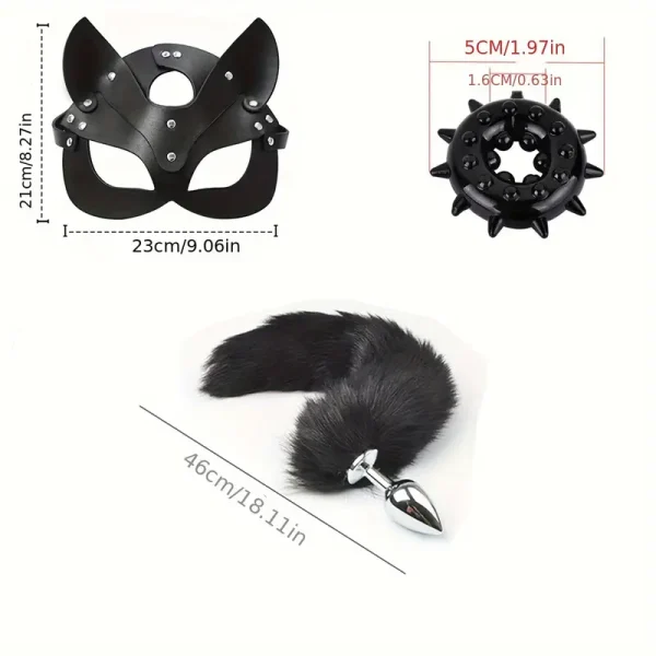 2025 & BDSM sex toys 13 women toys set sex toys handcuffs tail sex mask and anal plug, role play handcuffs and restraints flirty feather legs and sleeves LUCKY - Image 3
