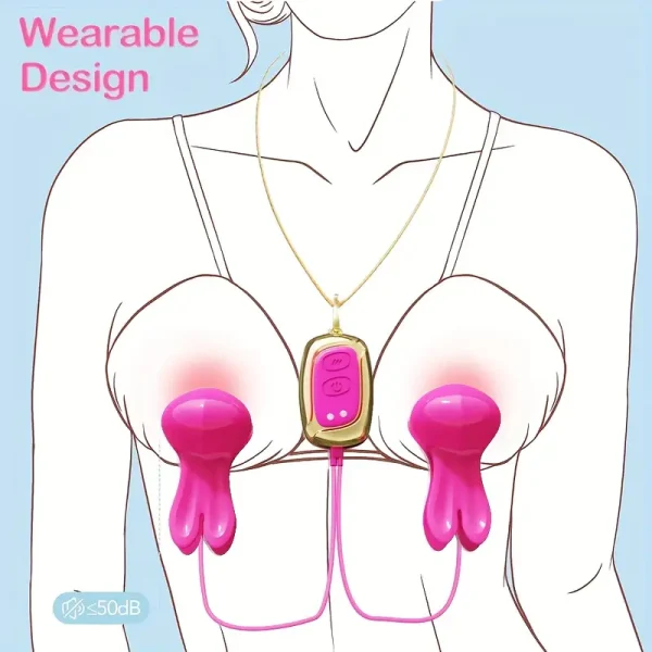Nipple stimulation toys, 10 vibration modes, neck-hanging adult sex toys, vibrating nipple clamps for couples or women