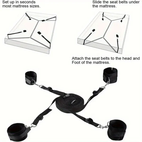 Kidnapping suit adult couple sex handcuffs toys couple thigh sex game handcuffs binding suit ankle wristband suitable for couples under the big bed - Image 3
