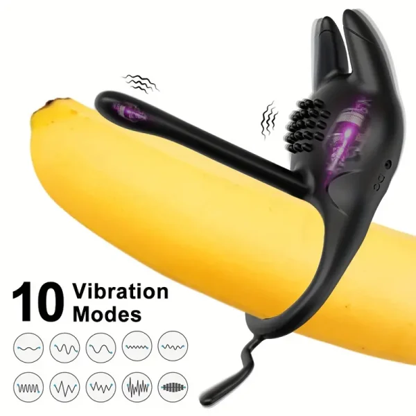【Popular Choice】Vibrator sex toys, cock ring with 10 modes vibrator, silicone adult toys, sex toys for men, adult sex toys for couples