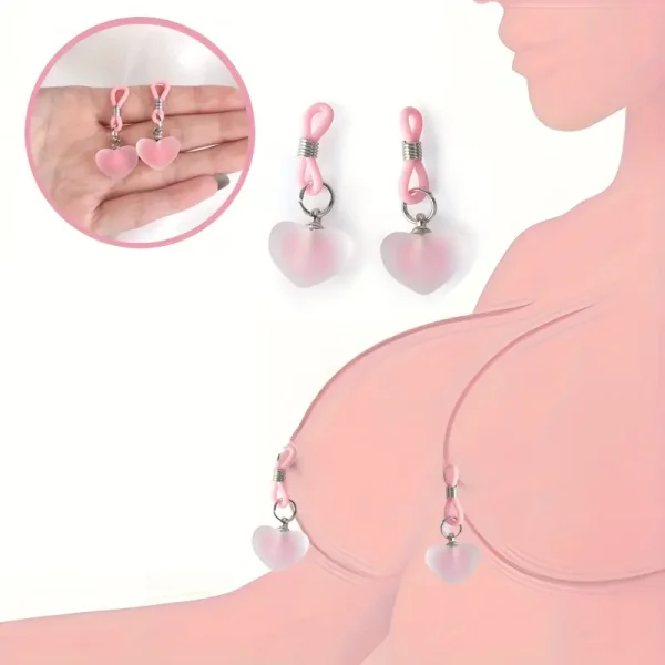 Women's flirting matte heart-shaped nipple clamps adjustable breast clamps a pair