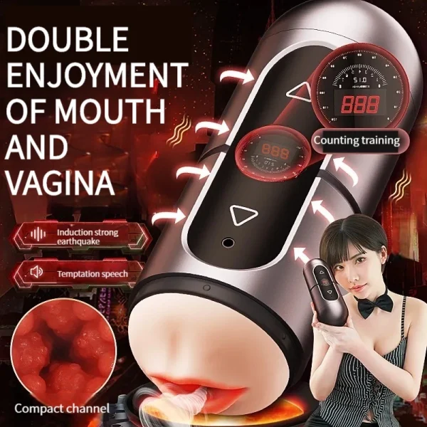 Electric masturbation cup for men, fully automatic oral sex cup, real vagina, masturbation fun, adult sex products for men