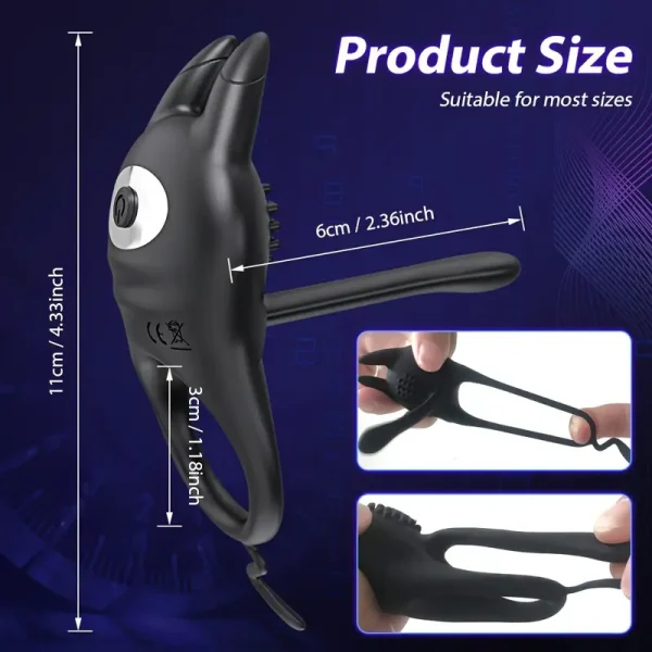 【Popular Choice】Vibrator sex toys, cock ring with 10 modes vibrator, silicone adult toys, sex toys for men, adult sex toys for couples - Image 3