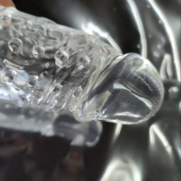 Transparent elastic silicone penis sleeve with non-slip design - real texture surface enhances pleasure, washable adult toys, suitable for men and couples, intimacy enhancement accessories, durable privacy products - Image 2