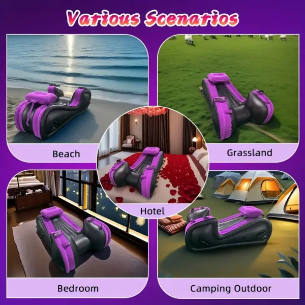 One-touch inflatable sex sofa, automatic inflatable sex chair at G-spot position, bedroom sex furniture with sex pillow, built-in one-touch air pump, couple sex bondage BDSM indoor and outdoor adult toys - Image 2