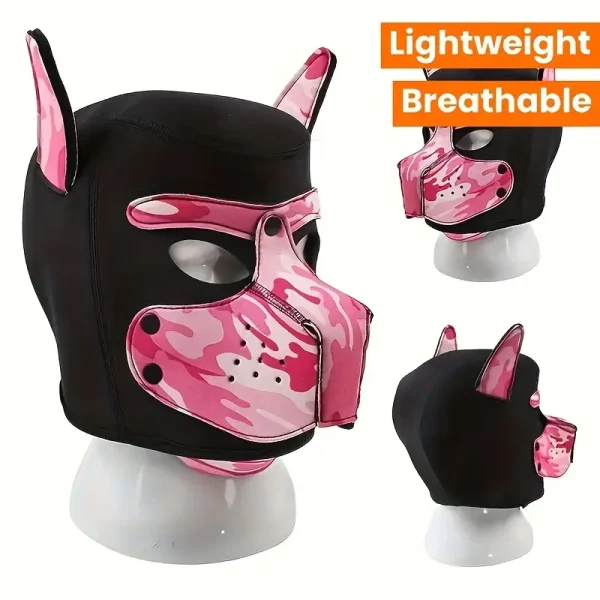 Black/pink/red adult sex toys dog head mask sex training supplies cos dress up props alternative toys