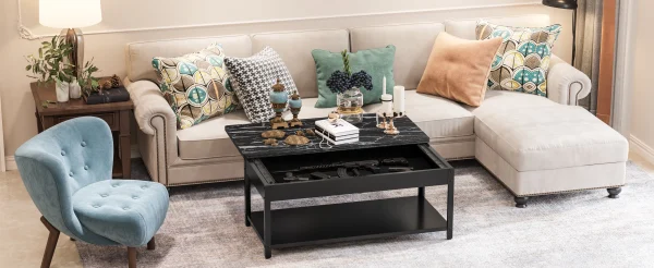 Heavy duty security coffee table with fingerprint lock and alarm function - double layer cabinet, hidden storage, stainless steel and hardwood structure - modern security center table for living room, home office, valuables, simple design, high quality workmanship, suitable for office professionals - Image 3