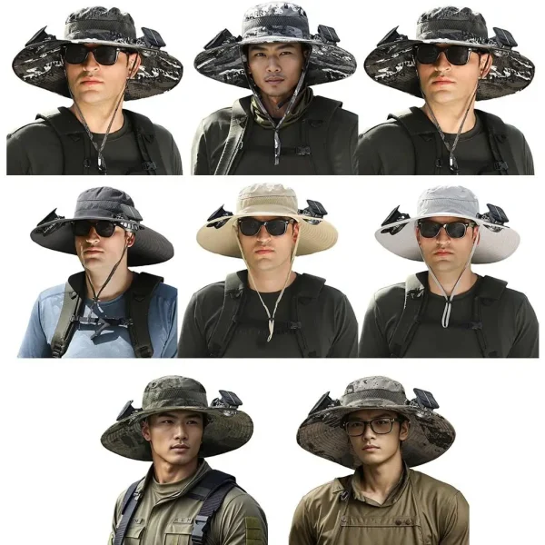 For Outdoor Camping Fishing Hiking Sunscreen Fisherman Hat Solar Fan Cap Portable Solar Charging Cap with Fan Suitable - Image 6