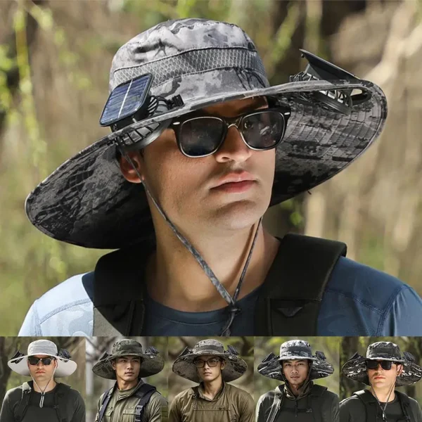 For Outdoor Camping Fishing Hiking Sunscreen Fisherman Hat Solar Fan Cap Portable Solar Charging Cap with Fan Suitable - Image 2