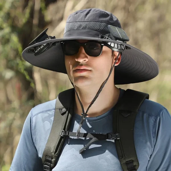 For Outdoor Camping Fishing Hiking Sunscreen Fisherman Hat Solar Fan Cap Portable Solar Charging Cap with Fan Suitable - Image 3