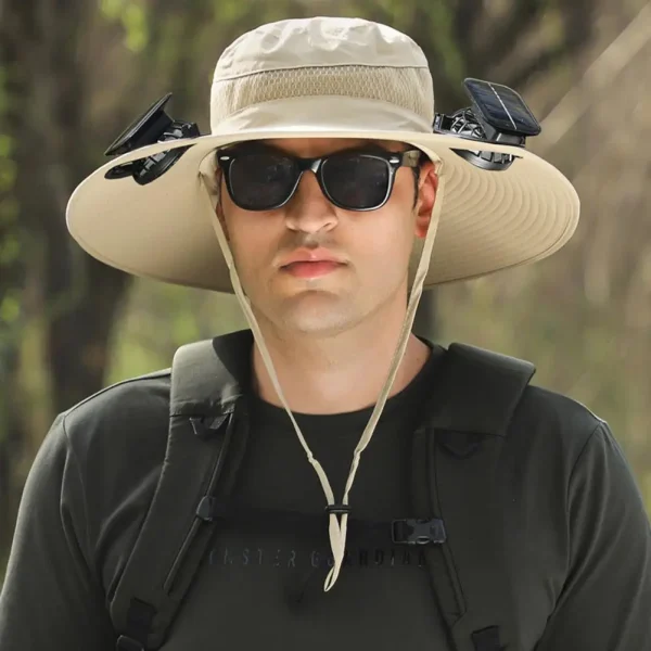 For Outdoor Camping Fishing Hiking Sunscreen Fisherman Hat Solar Fan Cap Portable Solar Charging Cap with Fan Suitable - Image 4